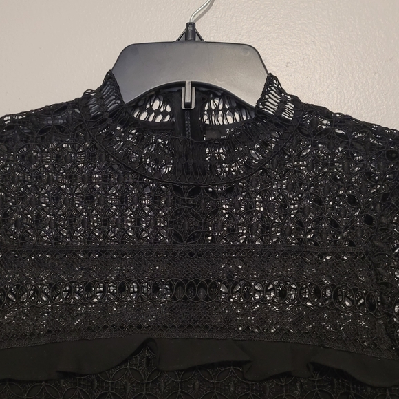 Zara Mock Neck Ruffle Lace Top - Picture 4 of 11
